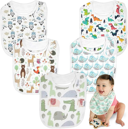 Organic Cotton Baby Bibs, Soft Teething & Drool Bib for Newborns, Hypoallergenic