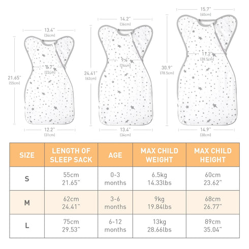 0-3 2 Packs 3-Way Baby Sleep Sacks Swaddles for Newborn Months Arms Up Swaddle Blanket Cotton, Hands Up Transitions