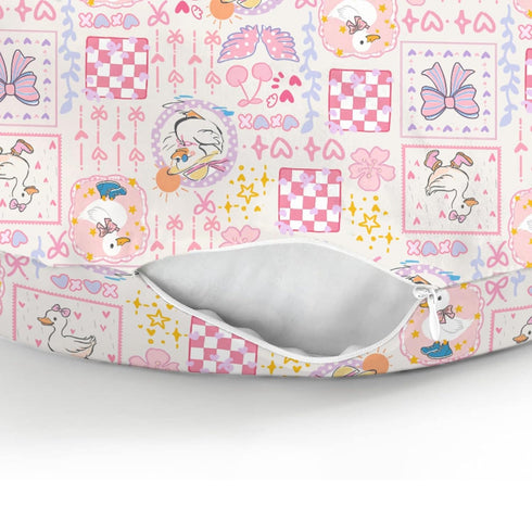 Pastel Pink Geese Bows Floral Baby Nursing Pillow Covers for Boy Girl Cute Ducks Bows Love Nursery Pillowcase