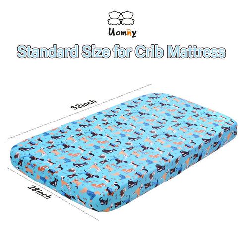 UOMNY Fitted Crib Sheet for Standard Crib and Toddler Mattresses, Baby Sheet, 1 Pack (Dog Toddler Sheet)