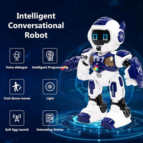 Programmable Kids Robot Toys, Remote Control Robot, Robot with Recorded Voice Music Dance Control, Gift for Toddler