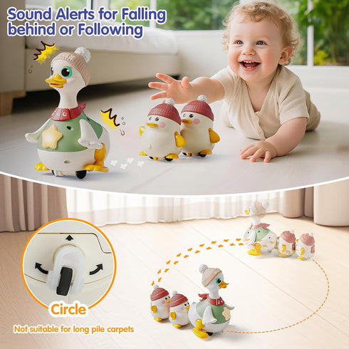 6-12 Set Tummy 1 HOLA Baby Toys Months Musical Dancing Duck Toy with Mama and Babys Time Toys, Crawling and Interaction