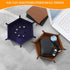 2 Pcs Portable Folding Dice Rolling Tray Set, Navy Blue and Camel PU Leather and Velvet Holder for RPG DND Games