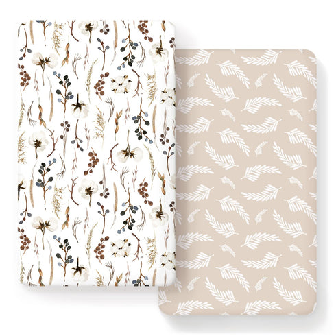 Stretch Ultra Soft Jersey Knit Fitted Crib Sheets Set, 2 Pack, Fits All Standard Crib Mattress Pads, Stylish Flora,