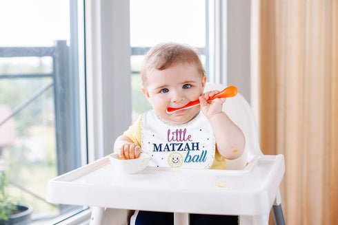 Rite Lite Adorable Little Matzah Ball Embroidered Bib, Stylish Passover Bib for Newborns