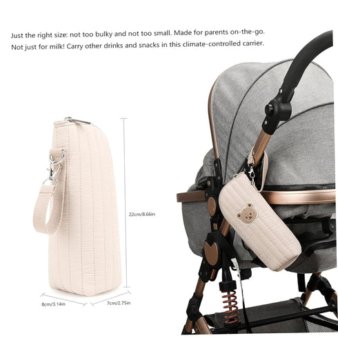Nuiorfty Insulated Baby Bottle Bag with Adorable Bear Embroidery - Breastmilk Cooler Travel Bag for On-the-Go Portable