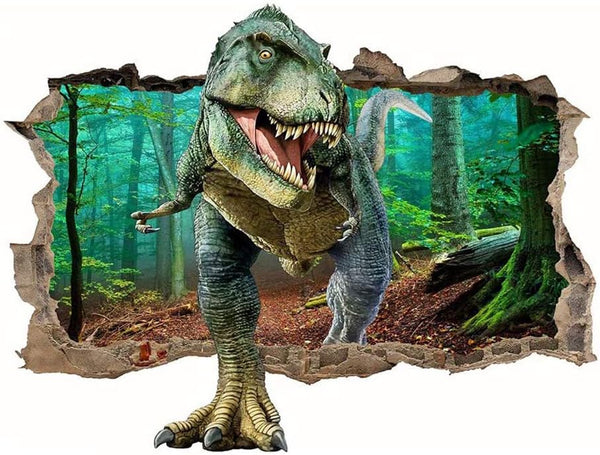 Supzone Dinosaur Wall Stickers, Broken 3D Decorative Wall Decals for Boys Bedroom, Baby Nursery, Children’s Wall Decor