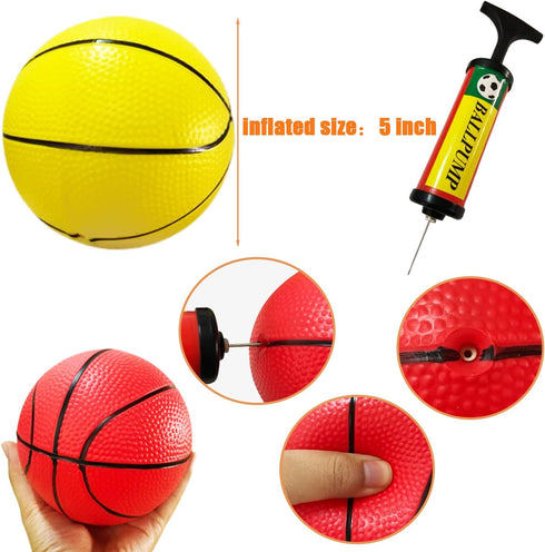 Dshengoo 12 Pcs 5 Inch Mini Basketballs, Colorful Rubber Inflatable Balls with Pump for Indoor Games