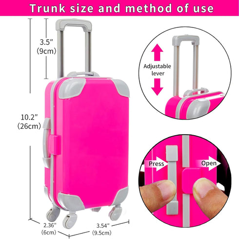 XFEYUE 23 18 inch Set Pcs American Doll Clothes and Accessories - Suitcase Luggage , Pillow, Sunglasses, Camera