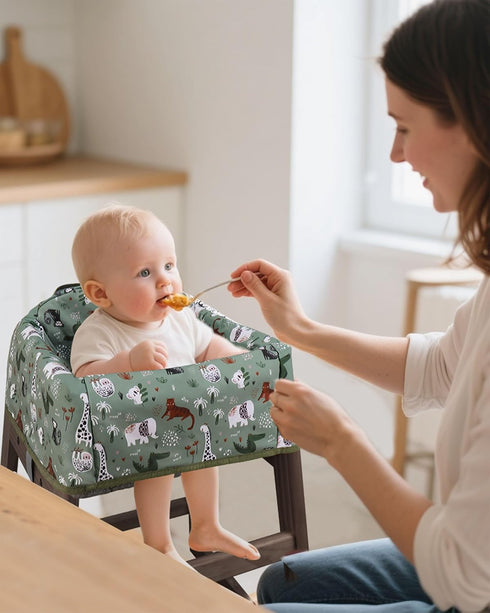 3-Point Baby High Chair Cover Restaurant with Strap Pads & Harness, Machine Washable, Waterproof Portable Highchair