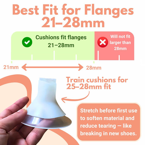 21mm28mm (2 BeauGen Breast Pump Flange Inserts Soft Stretchy Plastic Cushions for Pumping Comfort, Fits Flanges