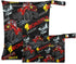 visesunny Cool Monster Truck 2Pcs Wet Bag with Zippered Pockets Washable Reusable Roomy