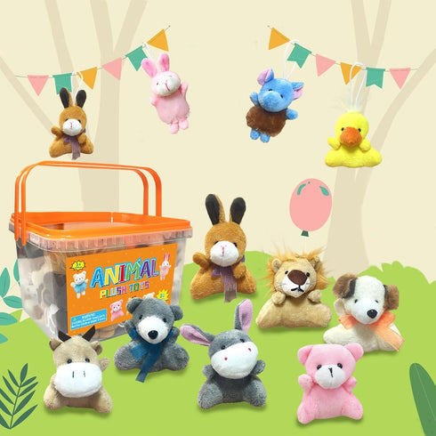 32Pcs Mini Plush Animals Toy Set - Assortment Bulk Stuffed Keychain Party Favors for Kids