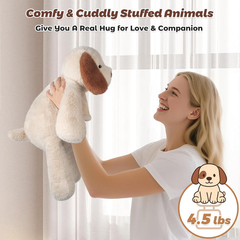 24" 4.5lbs Bobbie & Laxi & Dog Stuffed Animal, Sitting & Laying Weighted Stuffed Animals, Cuddly & Soft Weighted Dog