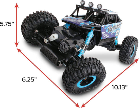 NKOK Mean Machines 1:16 RC Rock Crawler Venom, Blue, 2.4GHz, Pistol Grip Full Function Controller