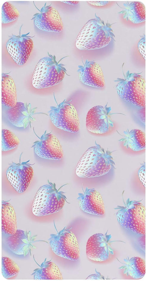 miaozhen Cotton Crib Sheets for Baby Boys Girls Soft Stretchy Hologram Strawberry Silver