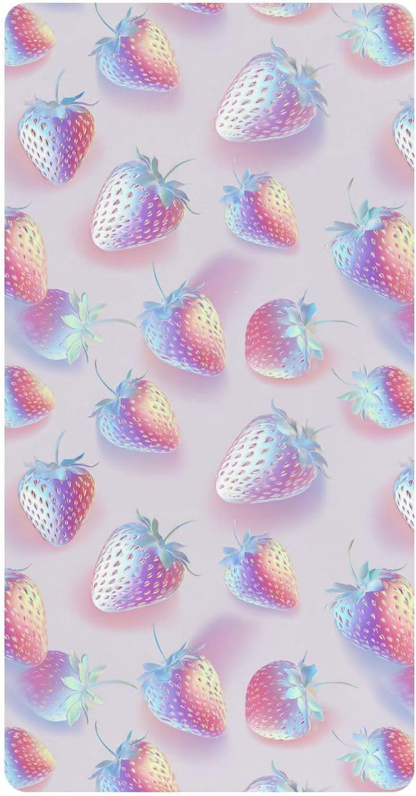 miaozhen Cotton Crib Sheets for Baby Boys Girls Soft Stretchy Hologram Strawberry Silver