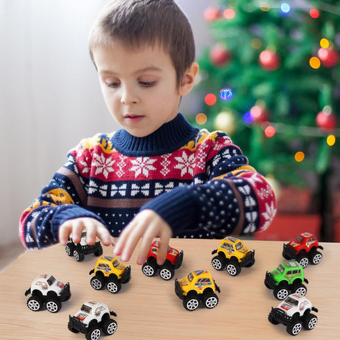 Manmel 12 Pack Pull Back Cars for Kids, Bulk Mini Racing Vehicles Monster Truck Toys Party Favors for Toddlers, Pinata