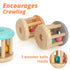 DUCKBOXX XX Montessori Infant Toys - Natural Wood Rolling Rattle Toy for Babies Ages 0m – 2yrs (3pcs Burlywood Base)