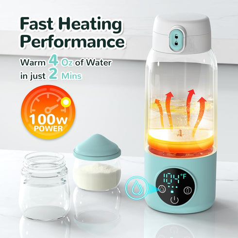 Heating,17 Portable Bottle Warmer -Dual Heating Modes for Breast Milk & Water, Milk Warmer for Baby with Fast Ounces