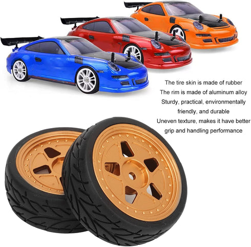 VBESTLIFE RC Car Tires, Aluminum Alloy Rubber Wheel Rims Replacement for ZD Racing 1/16 S16 EX16 (2Pcs)