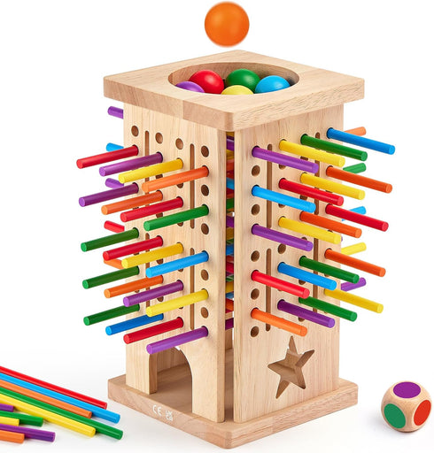 WhimsiPlay 42 3 4 5 6 4-6, 3 Montessori Wooden Board Games, Colorful Sticks Math Learning Toys for Year Olds, Board