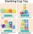 Stacking Cups Toys for Toddlers, Soft Blocks Teething Toy for Babies, Montessori Educational Bath Fun