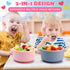 4 Sets Domensi Kids Porcelain Bowls with Suction Sleeves Toddler Suction Bowl Upgrade Durable Microwave Dishwasher Safe