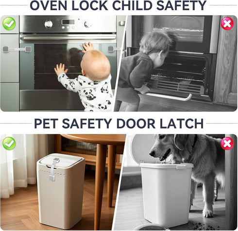 PAULTEMP 2 Pack Child Safety Cabinet Locks for Baby Proofing, Length Adjustable Latch Straps Dual Button Design