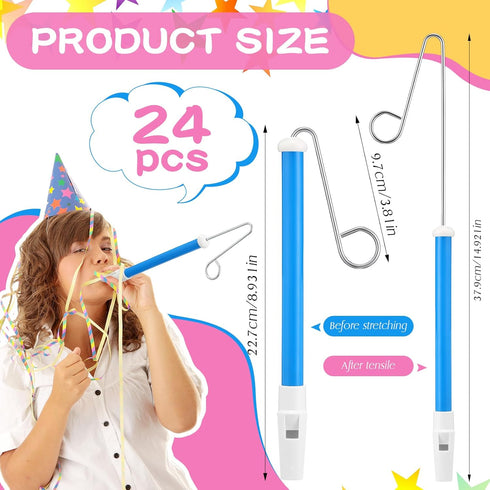 24 4 Syhood Pcs Slide Whistle for Adults Instrument Toy Plastic Metal Musical Slide Whistles for Kids Classroom Gift