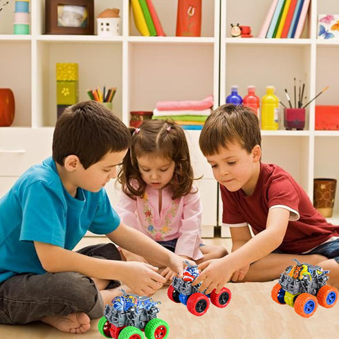 Monster Truck Toys - 4 Pack Friction Powered Toy Cars, Push and Go Car Truck Playset for Boys and Girls Aged 3-7