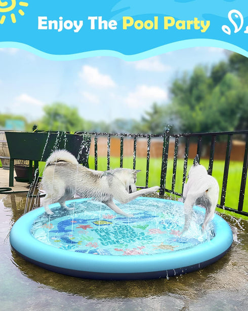 67in 0.58 mm Summer Peteast Anti-Slip Ocean-Themed Splash Pad for Kids and Dogs - Thicken Sprinkler Dog Pool
