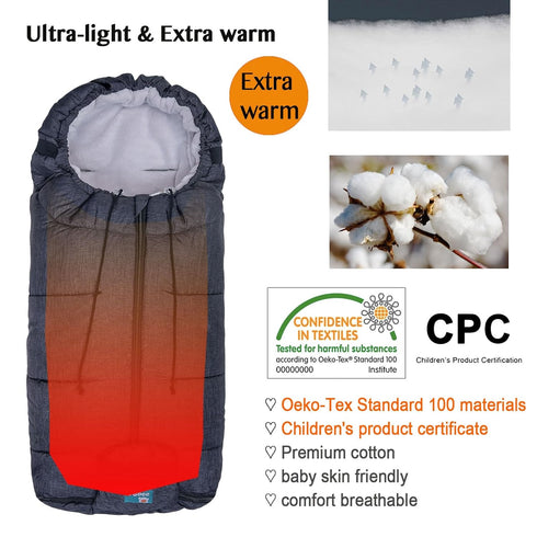 Yobee Winter Waterproof Warm Stroller Bunting Bag, Center and Botton Open for Easy in and Temperature Control, Multi