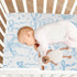 KICPOAY 52 28 Cartoon Doodle Blue Bows Fitted Crib Sheets Stretchy Portable Playard Sheets for Baby Toddler, Breathable