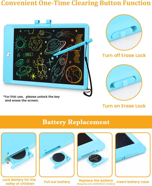 Drawing Tablet, 2 Pack LCD Writing Tablet for Kids, Colorful Erasable Electronic Doodle Board, Educational Toy for 3+