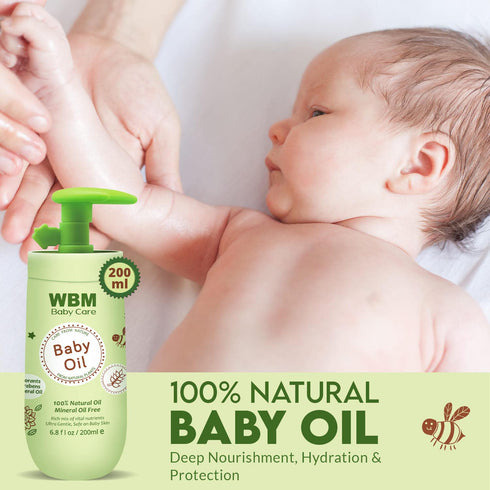 WBM Baby Oil & Lotion Set for Soft, Healthy Skin Care, Moisturizing Newborn Essentials with 100% Natural Ingredients