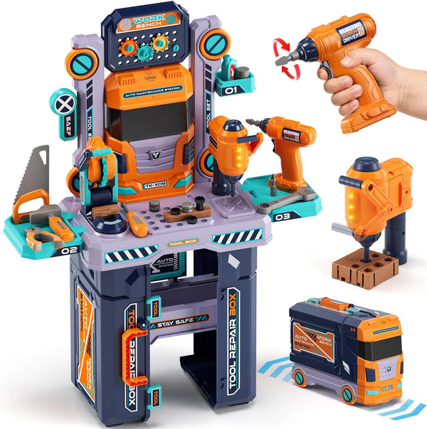 Lehoo Castle Kids Tool Bench (32.5 Inches Tall), Toddler Tool Set with
