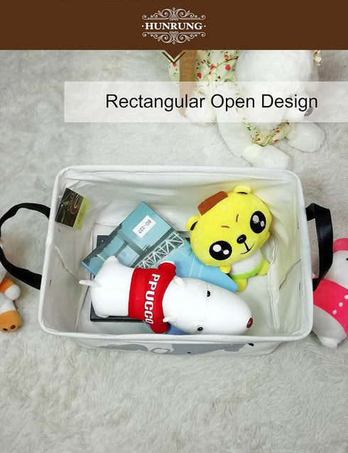 HUNRUNG Cute Rectangle Storage Basket, Canvas Organizer Bin for Pet/Children Toys, Books, Clothes (Elephant)