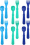 Re-Play Toddler Utensils Set - 12 Forks and Spoons, Dishwasher and Microwave Safe, Made in USA, True Blue