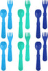 Re-Play Toddler Utensils Set - 12 Forks and Spoons, Dishwasher and Microwave Safe, Made in USA, True Blue