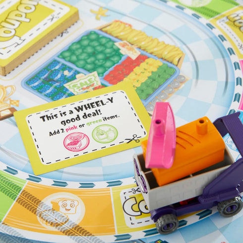 Grocery Go Karts Board Game for Preschoolers and Kids Ages 4+, Building Game with Mini Groceries for 2-4 Players