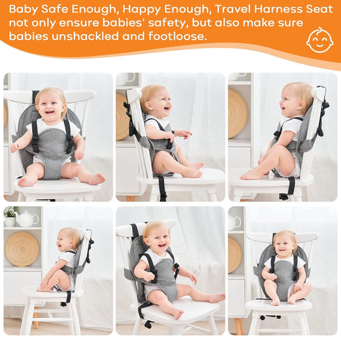 longdafei Portable Safety Seat Harness for Baby High Chair, Foldable Washable Cloth Harness Chair Ajustable Straps