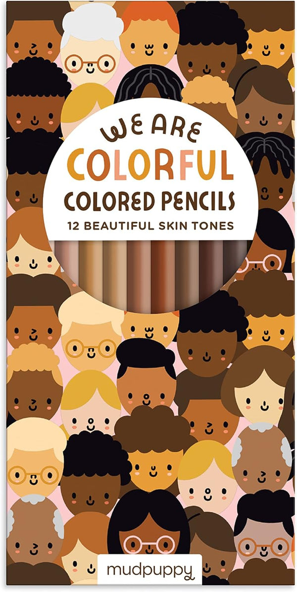 Mudpuppy We Are Colorful Skin Tone Colored Pencils, Includes 12 Pencils, Beyond Just Peach and Brown!, Great gift for