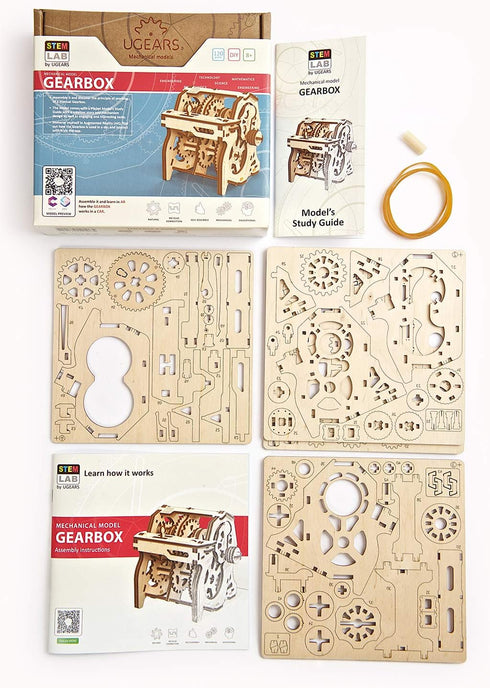 UGEARS STEM Gearbox Model Kit - Creative Wooden Model Kits for Adults, Teens & Children, DIY Mechanical Science
