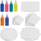 Spin and Spiral Art Refill Pack - 25 Cardboard Pieces in 5 Unique Shapes, 6 Bottles of Colored Paint - Purple, Blue,