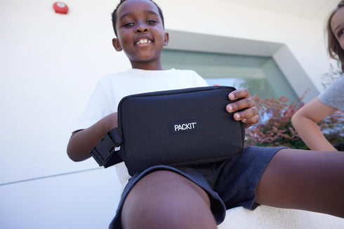 PackIt(R) Freezable Dual Compartment Snack Box, Sage, Insulated and Freezable with EcoFreeze(R) Technology, Buckle