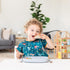 Bumkins Toddler and Baby Suction Plate, Silicone Grip Dish Large Tray for Big Kids, Non Skid Sticky Bottom, Platinum