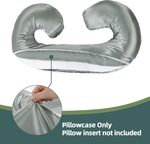 BALAPET Silky Satin Pregnancy Pillow Cover (ONLY Pillowcase), C Shaped Large Luxurious Smooth Maternity Pillow Cover