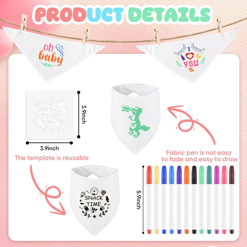 165 Set 36 36 80 12 1 NACHLYNN Pcs White Baby Bibs Baby Shower Games Including Blank Baby Bibs Stencils Clothespins
