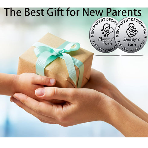 Vichona Mummy New Dad Mom Gifts Funny Decision Making Coin, New Baby Gift for Parent Daddy Pregnancy Women First Time